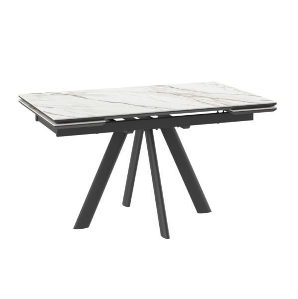 Стол JACK-140, раздвижной 140(30+30)х85, CALAKATTA GOLD ST CER/ЧЕРНЫЙ